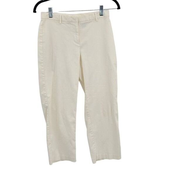 Vintage 90s Express Mid Rise Capri Pants 3/4 White Stretch Flat Front Flat Back - Picture 2 of 11